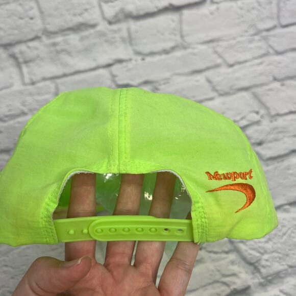 Vintage Newport Logo Green Neon One Size Snapback Nylon Hat Cap 90s - Picture 5 of 7